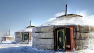 Yurt Mongolia with frost